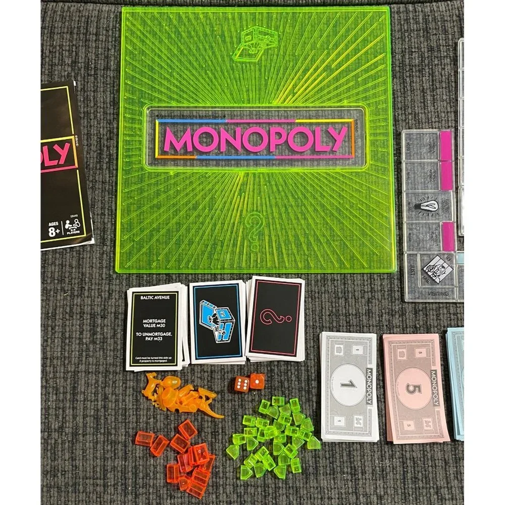Hasbro‎ Monopoly Neon Pop Edition Family Board Game
